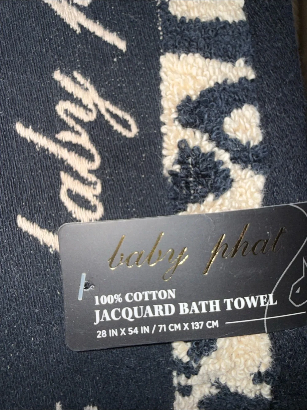 Baby Phat Leopard Print Cotton Bath Towel - Black & Beige new
